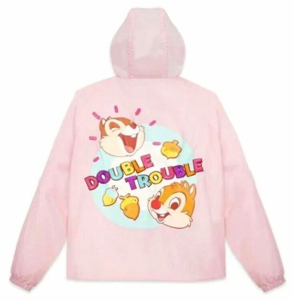 Disney Chip n Dale Pink Embroidered Hooded Windbreaker Ltd Edition Size Medium